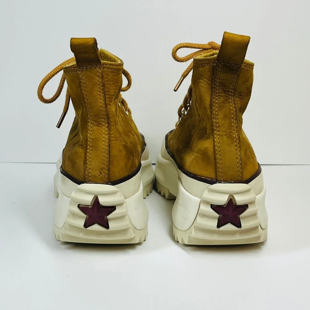 Converse Run Star Hike High Top Unisex M 7.5 W 9 Gold Leather Platform Sneakers - Picture 5 of 16